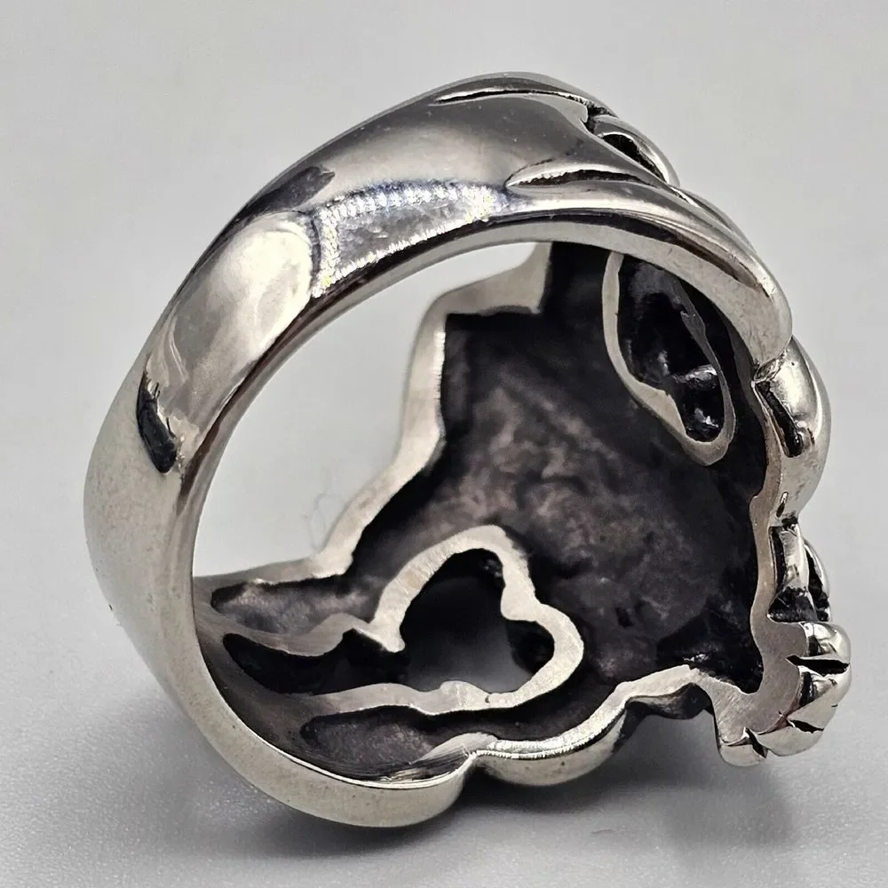 Mens Skull Ring Stainless Steel Helmet Viking Gothic Biker 3D Figural Sz 13